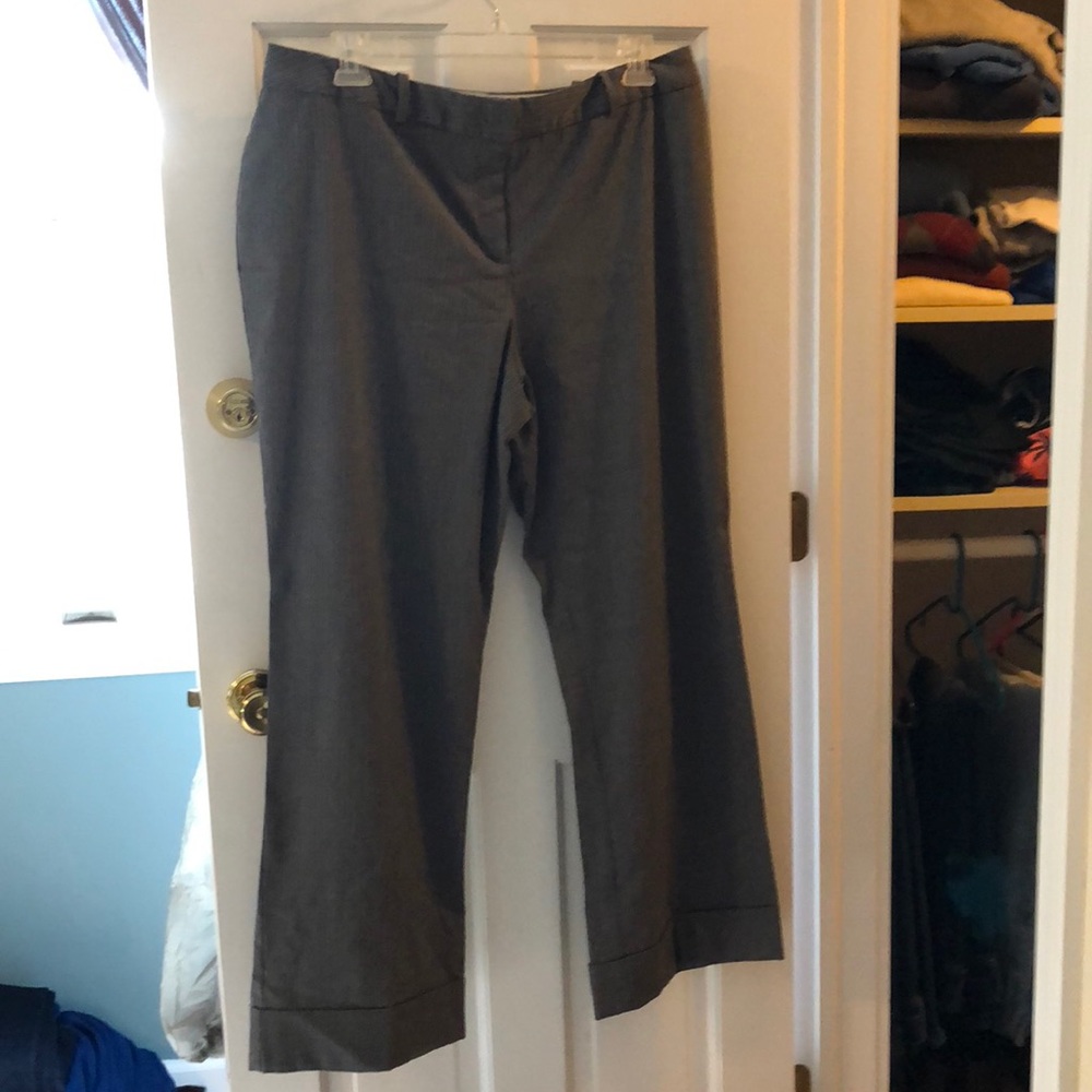 Grey pinstripe trousers